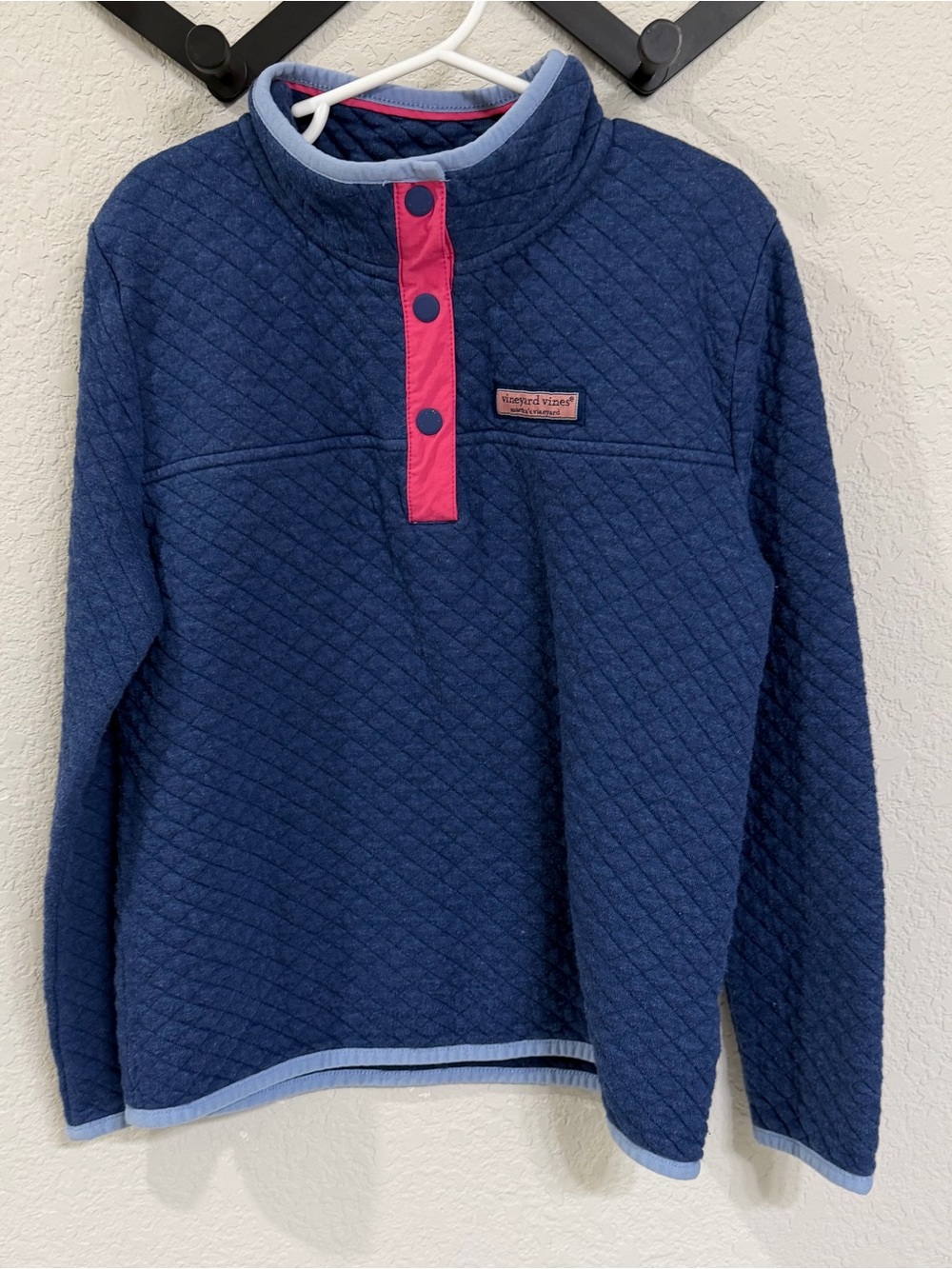Vineyard Vines Girls Quilted Snap Shep Pullover Size M 10/12